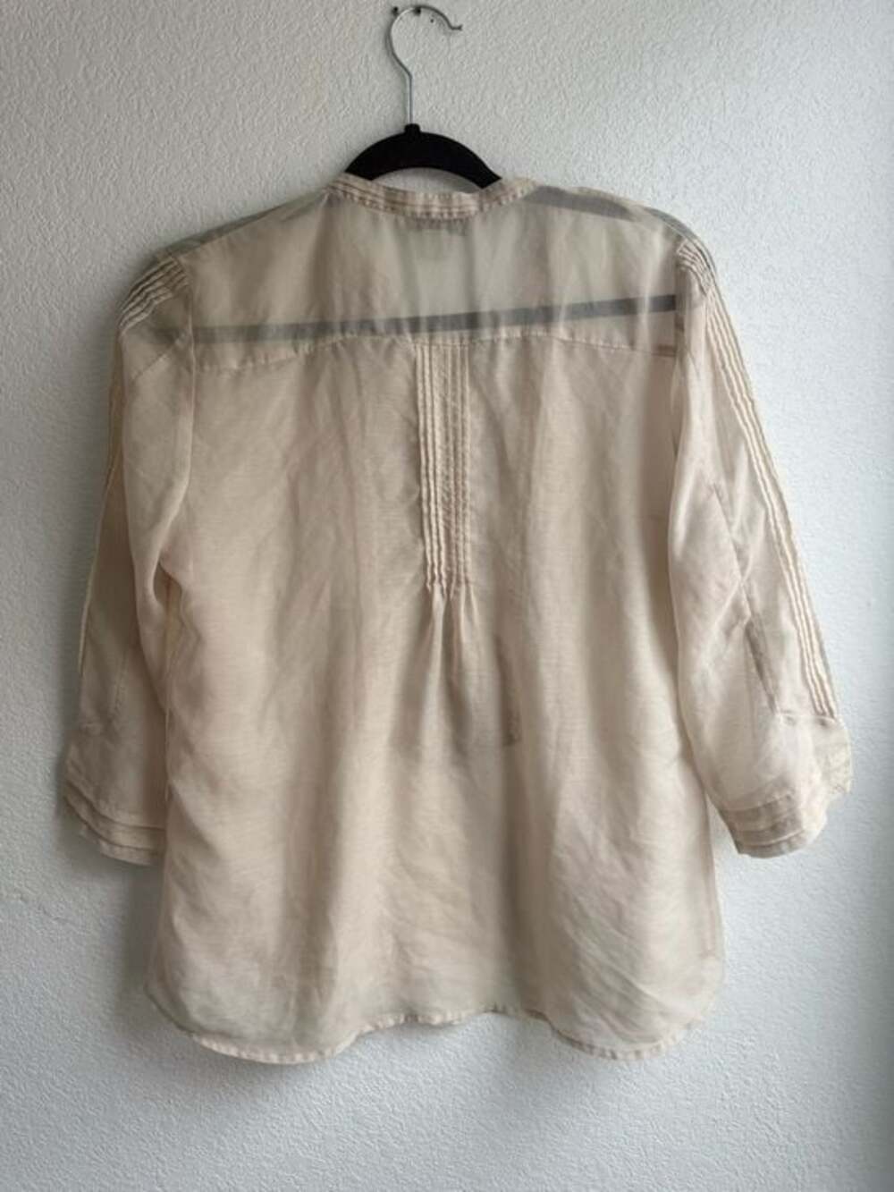 Coldwater Creek Sheer Lace-Front Cream Blouse SZ M - Picture 2 of 3